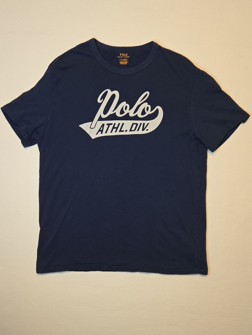 Polo by Ralph Lauren Navy T-Shirt with White ATHL. DIV. Script